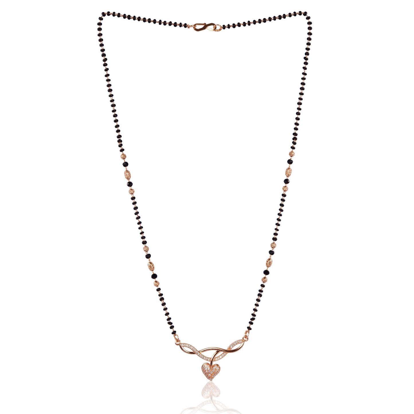 American Diamond Rose Gold Plated Designer Mangalsutra Pendant for Girls and Women (With Chain)