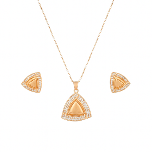 nilu's collection Rose Gold-Plated Geometric Pendant & Stud Earrings Set for Women | gift for her | gift for women & girl