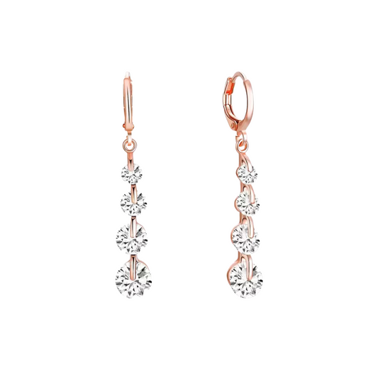Nilu's Collection New Fashion Women/Girl's Earring Rose Gold Color Crystal Nice Pierced Dangle Drop Earrings Jewelry Gifts Crystal Copper Stud Earring