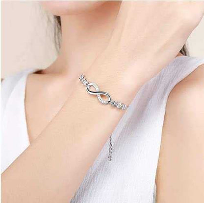 925 Sterling Silver Plated Adjustable Charm Bracelet for Women and Girls