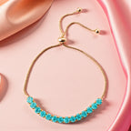 Nilu's Collection Rose Gold Plated Adjustable Bracelet With Blue American Diamond For Women & Girls (Ocean Blue)