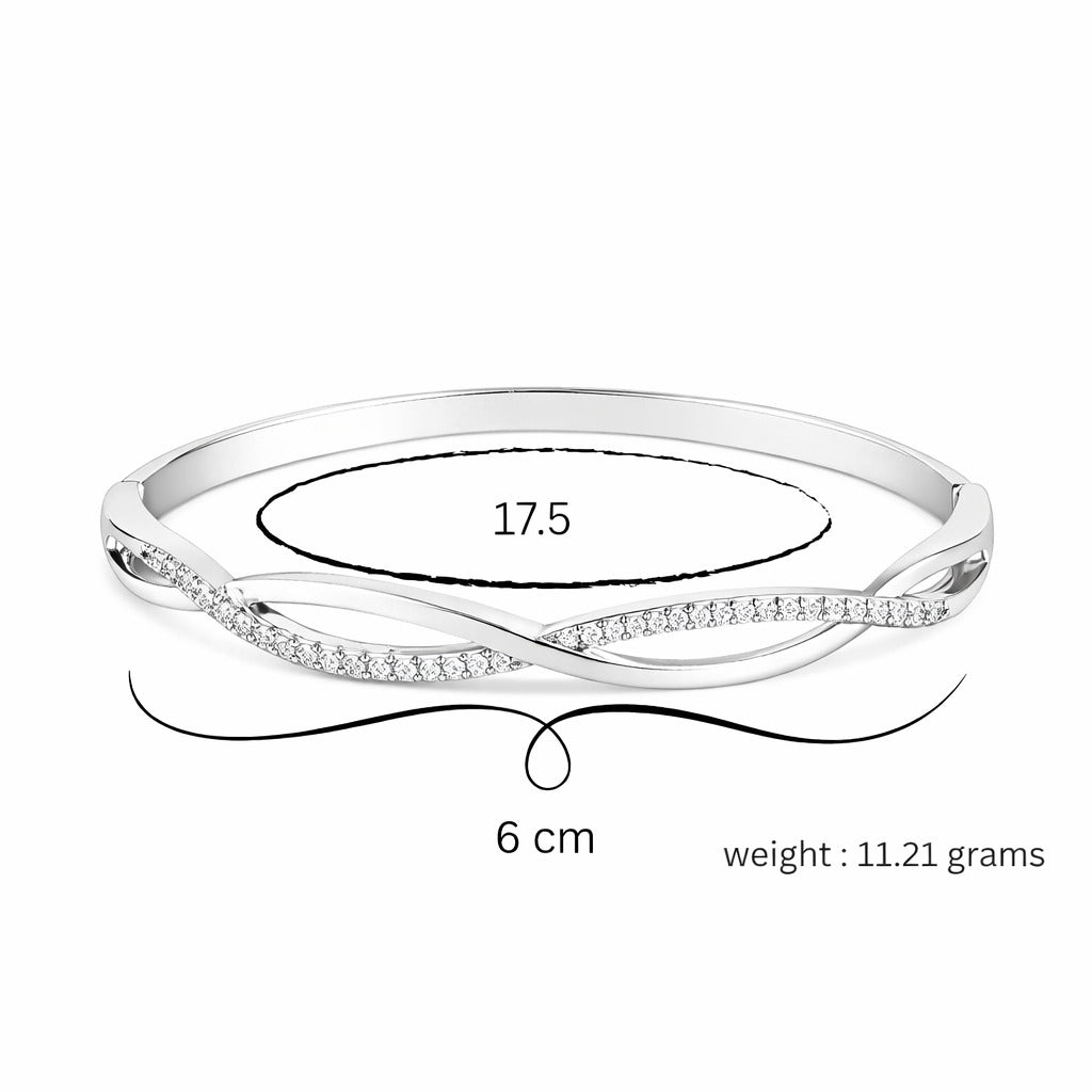 Nilu's Collection Silver Plated Kada Bracelet with American Diamond for Women And Girls