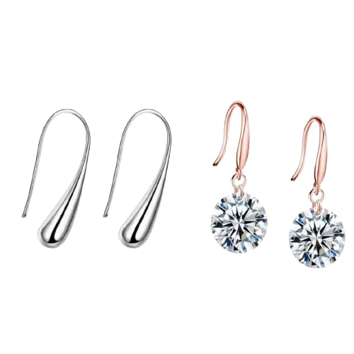 Combo of 2 Pair Earring Fashion Jewellery, Trendy Lightweight Water Drop Stud and Crystal Hanging Earrings, Perfect for Girls and Women