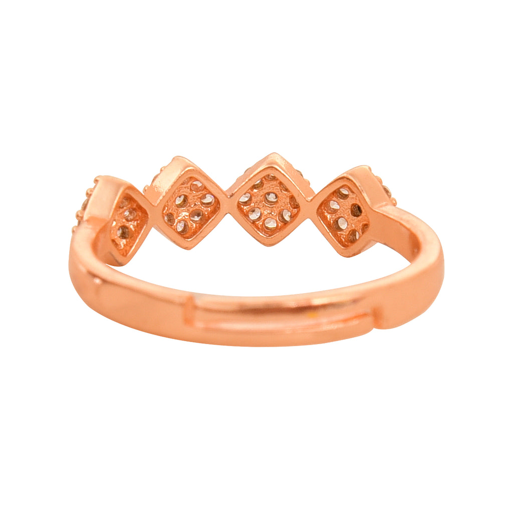 Rose Gold Plated | American Diamond Studded | Adjustable | Finger Ring for Women and Girls, Style 12