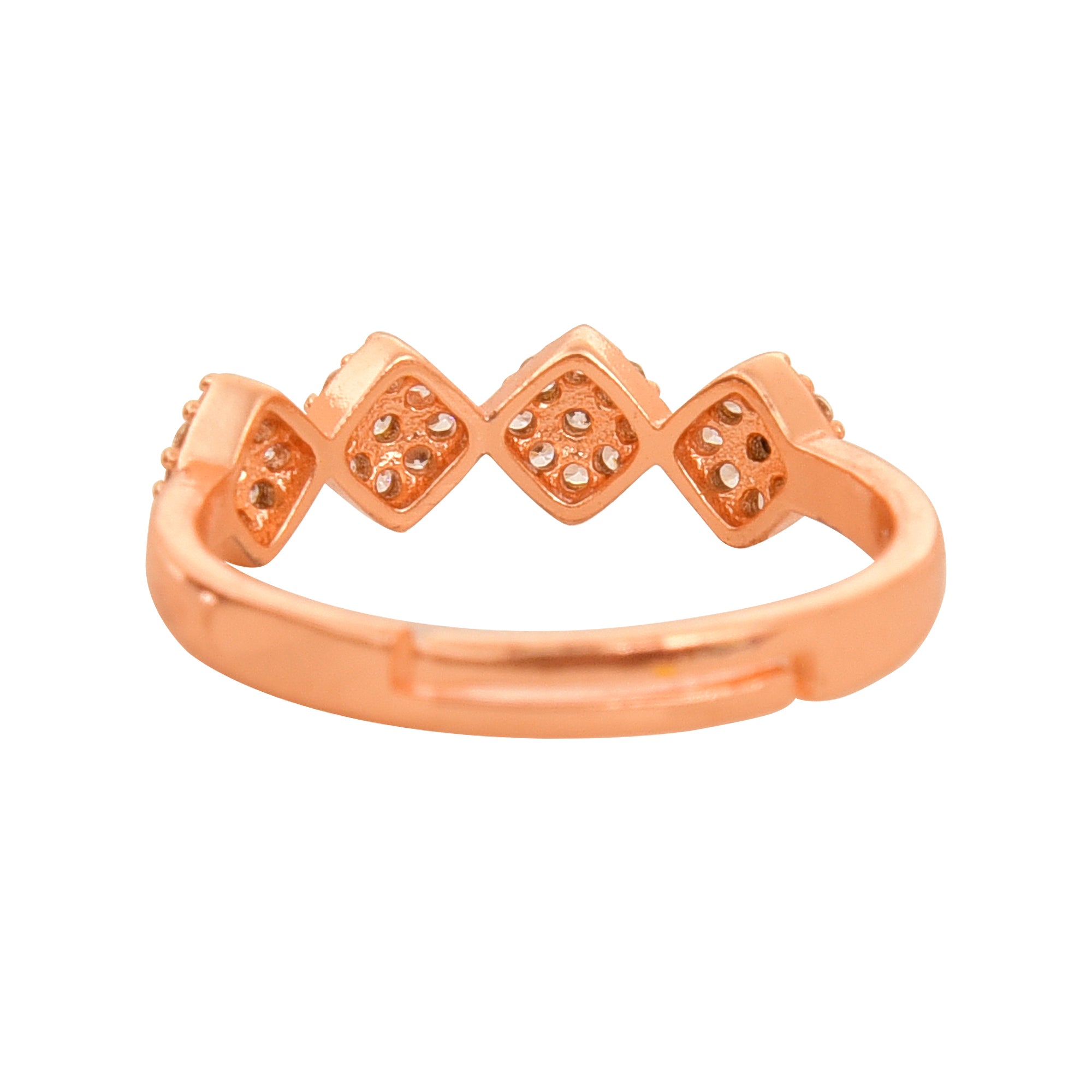 Rose Gold Plated | American Diamond Studded | Adjustable | Finger Ring for Women and Girls, Style 12
