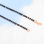 Nilu's Collection Rose Gold Plated CZ Stones  Floral Mangalsutra With  Black Beads For Women