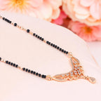 Nilu's Collection Rose Gold Plated CZ Stones Mangalsutra with Black Beads for Women