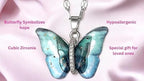 Combo of Butterfly Pendant Necklace with Studsfor Women & Girls | Silver Plated Studs | Birthday & Special Occassion Gift