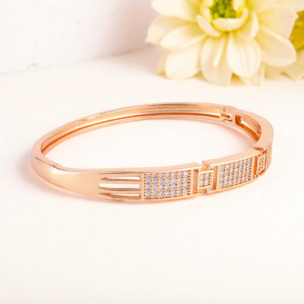 Nilu's Collection Rose Gold Plated With American Diamond kada Bracelet For Women And Girls |Anti- Tranish | Anti- Allergy | Office Wear