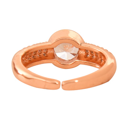 Rose Gold Plated | American Diamond Studded | Adjustable | Finger Ring for Women and Girls, Style 17