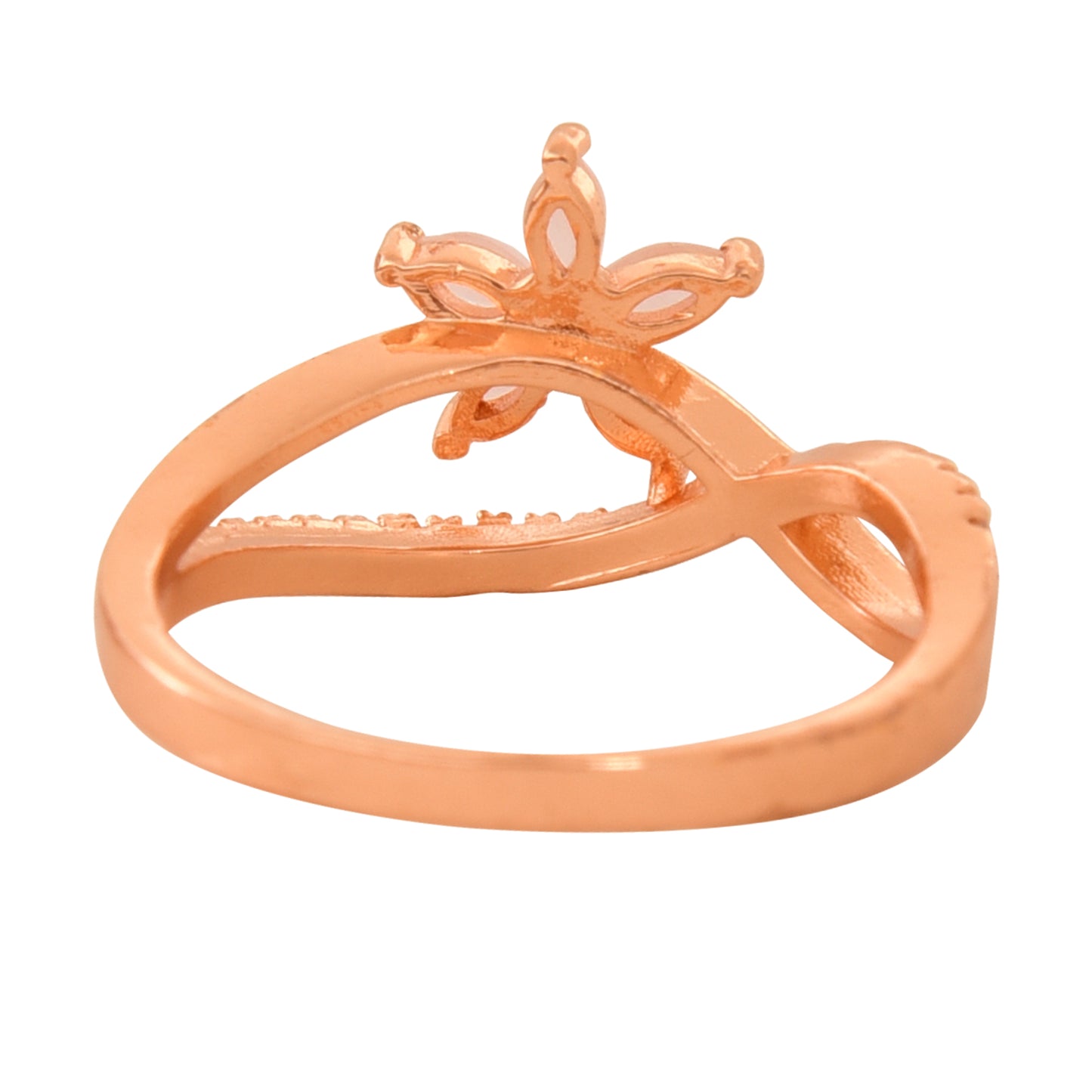 Rose Gold Plated | American Diamond Studded | Adjustable | Finger Ring for Women and Girls, Style 18