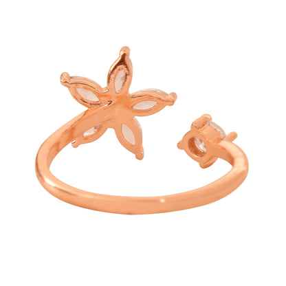 Rose Gold Plated | American Diamond Studded | Adjustable | Finger Ring for Women and Girls, Style 20