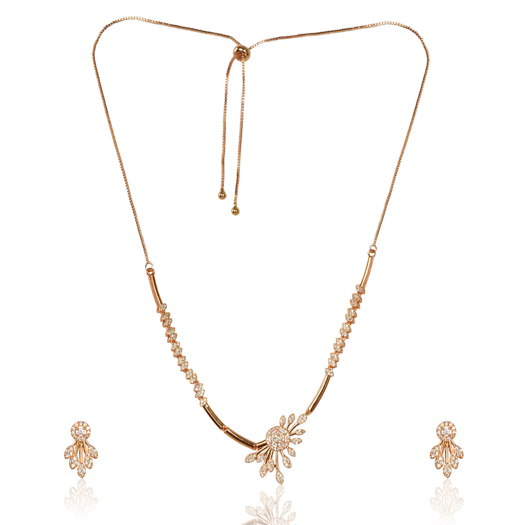 Premium Quality Rose Gold Plated Jewellery Set with AD stone | Anti Tarnish | Anti Allergy