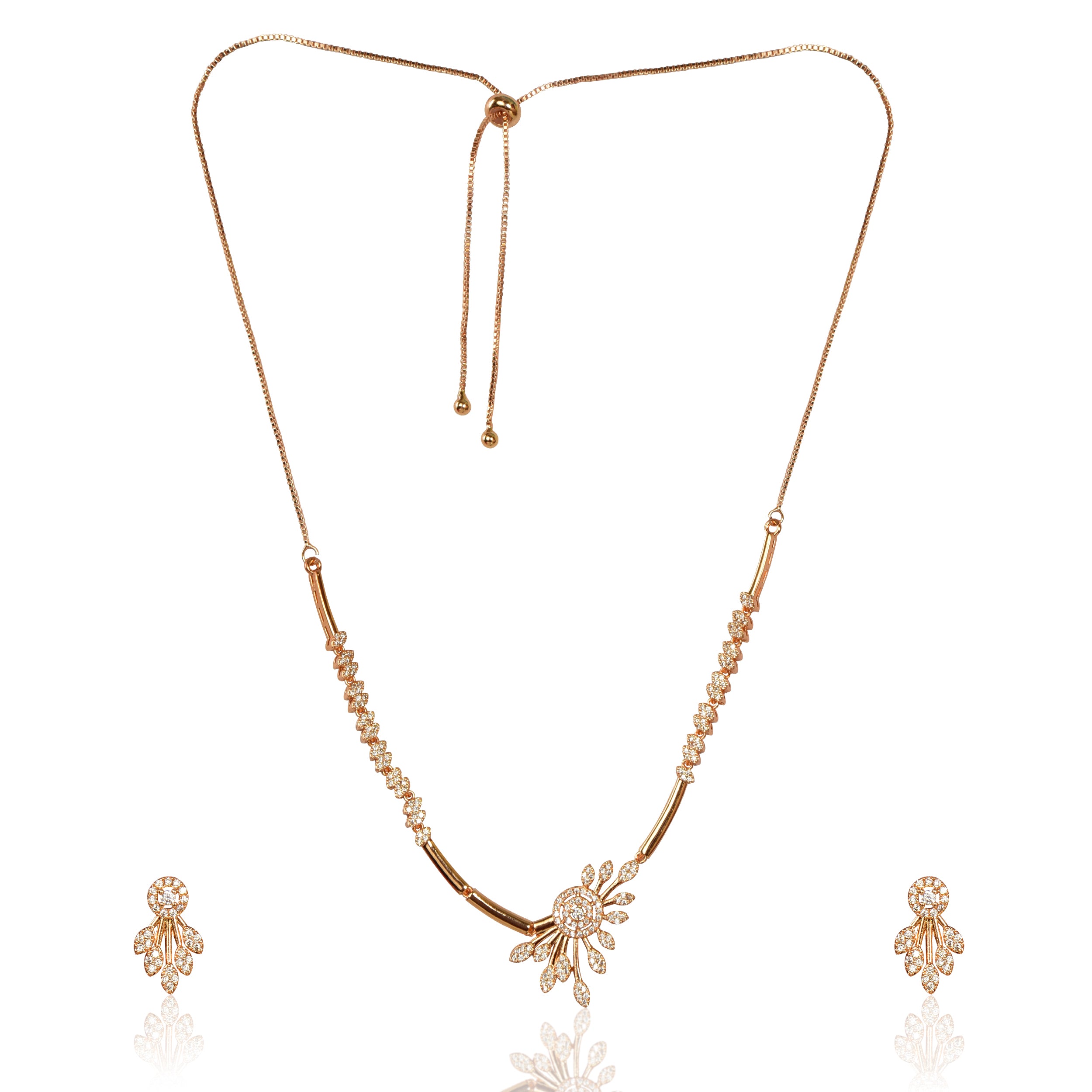 Premium Quality Rose Gold Plated Jewellery Set with AD stone | Anti Tarnish | Anti Allergy