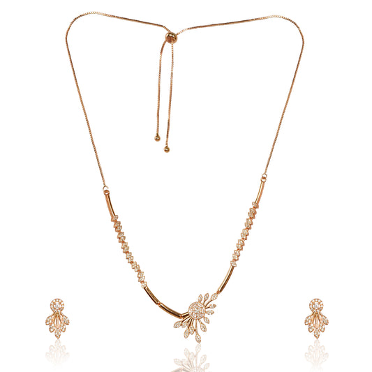 Premium Quality Rose Gold Plated Jewellery Set with AD stone | Anti Tarnish | Anti Allergy
