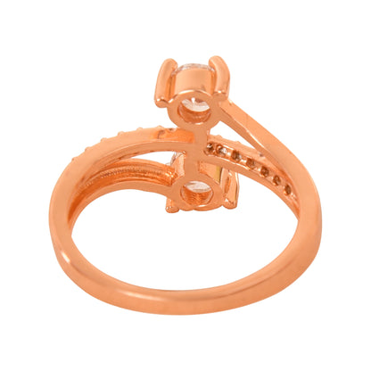 Rose Gold Plated | American Diamond Studded | Adjustable | Finger Ring for Women and Girls, Style 14