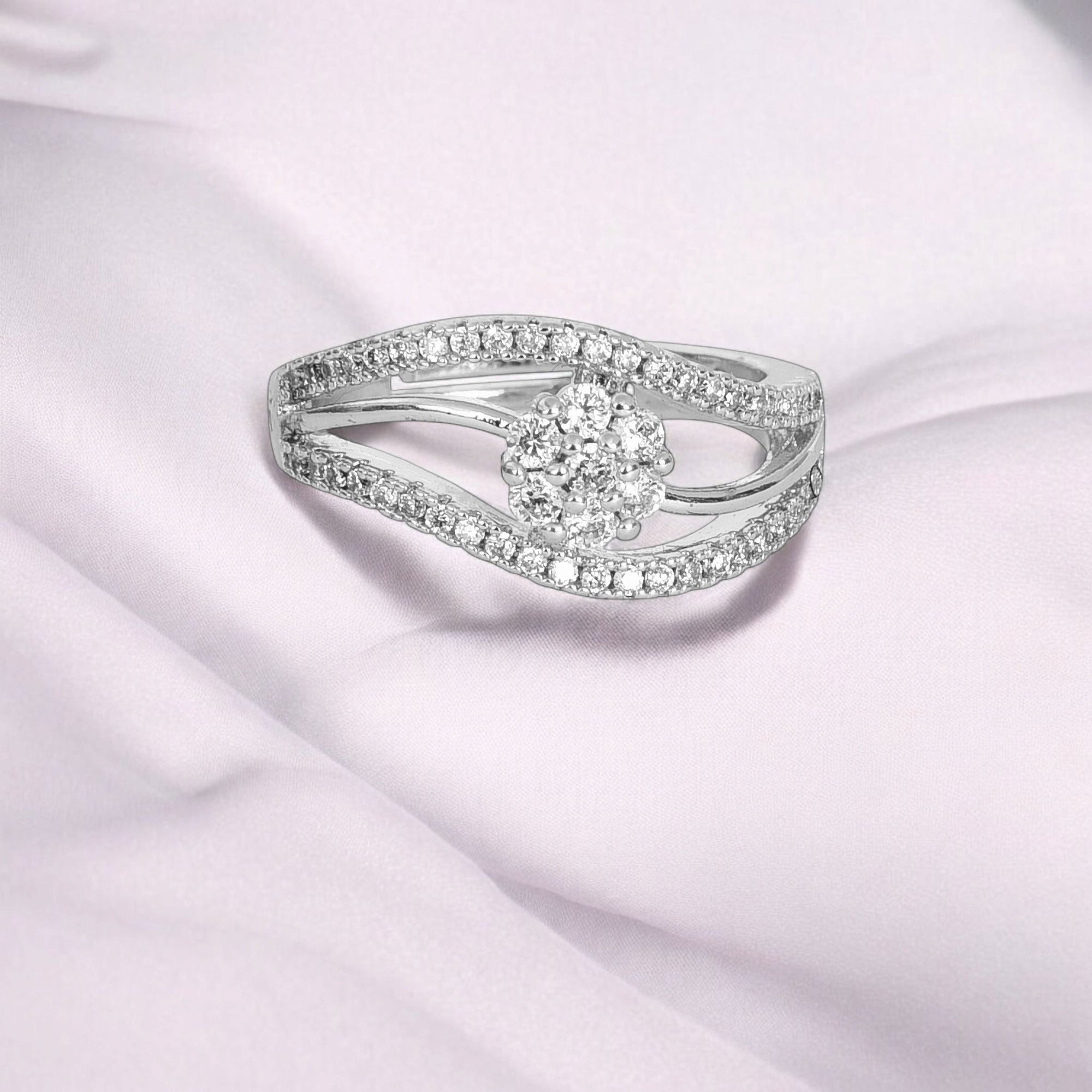 Silver Plated | Adjustable| American Diamond Studded | Finger Ring for Women and Girls, Style 1