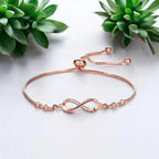Stylish Rose Gold Plated CZ Chain Pendent with Infinity Bracelet for Girls and Women| Heart Shaped Pendant with Rose engraved| Gift