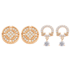 Nilu's Collection Rose Gold Fashion Combo Round & Dangle Earrings With American Diamond For Women & Girls
