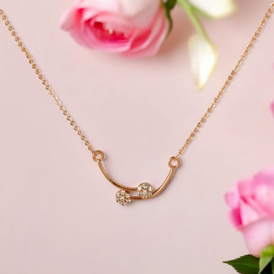 American Diamond Rose Gold Plated Designer Pendant with Chain for Girls