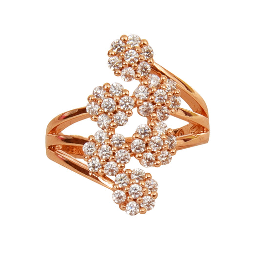 Rose Gold Plated | Adjustable | American Diamond Studded | Finger Ring for Women and Girls, Style 8