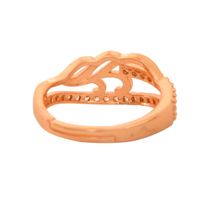 Rose Gold Plated | American Diamond Studded | Adjustable | Finger Ring for Women and Girls, Style 13