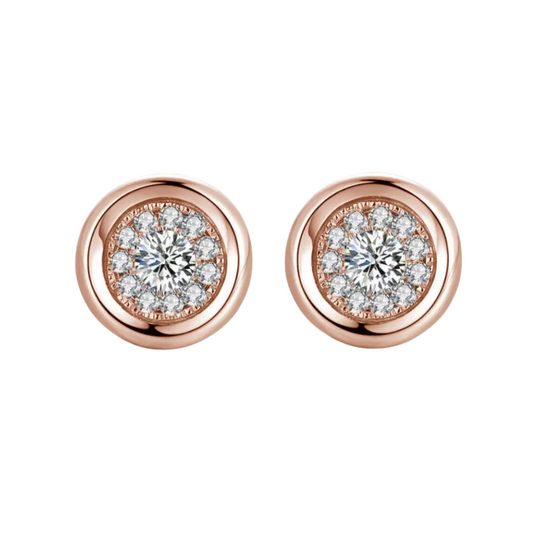 Nilu's Collection Shiny Stud Earrings for Women and Girl Zircon Copper Stud Earring