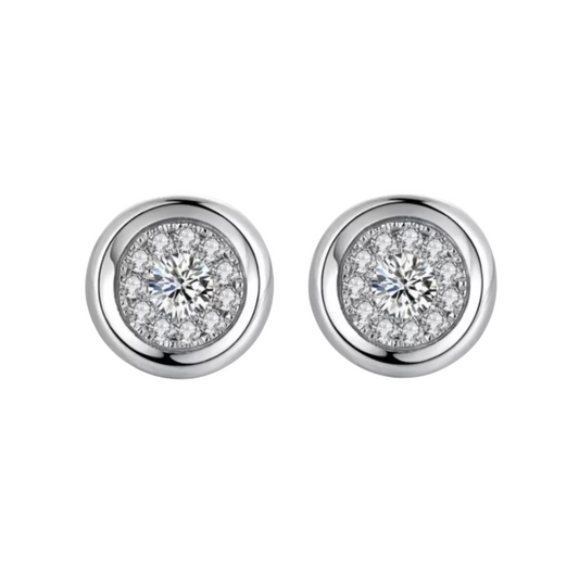 Shiny Stud Earrings for Women and Girl Zircon Copper Stud Earring