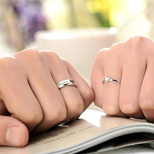 Amazon.com: Meteor Shower Matching Couple Rings for Him and Her Sterling  Silver 925 Crystal Cubic Zirconia Starry Sky Lucky Star Engagement Wedding  Ring Promise Ring Statement Band Adjustable Finger Bands Set :