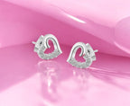 Stone Studded Heart Shape Stud Earrings for Baby Girls/ Women /Girls (Silver)