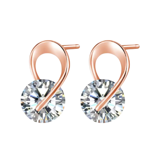 Nilu's Collection Trendy Rose Gold Plated Zircon Stone Small Earring for Girls & Women
