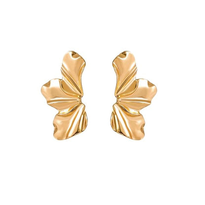 Nilu's Collection Gold Plated Leaf Pattern Earrings for Women & Girls