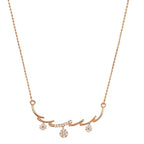 Nilu's Collection Rose Gold Plated American Diamond Floral Pendant Necklace for Women and Girls | Anti-Tranish | Anti-Allergy | Office wear |Party Wear