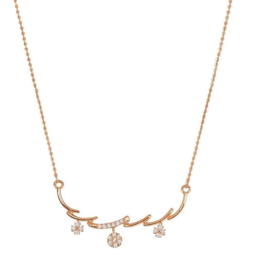 Nilu's Collection Rose Gold Plated American Diamond Floral Pendant Necklace for Women and Girls | Anti-Tranish | Anti-Allergy | Office wear |Party Wear