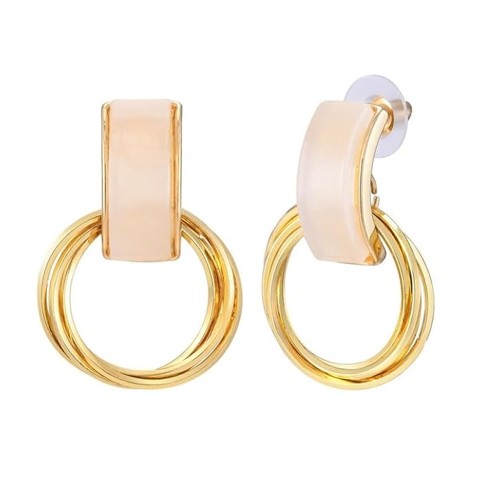 Elegant Gold Circle Earrings with Pearl Accent | gift for her | Gift For Women & girls