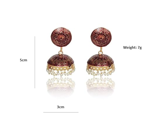 Traditional Gold Plated Meenakari Handmade Jhumki/Jhumka Earrings, Stylish Combo Earrings for Women & Girls, Black & Red