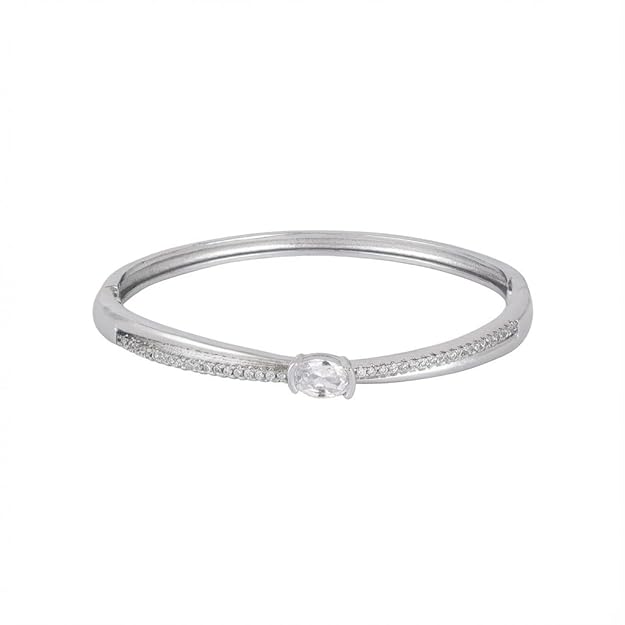 Nilu's Collection Silver Plated Kada Bracelet For Women And Girls