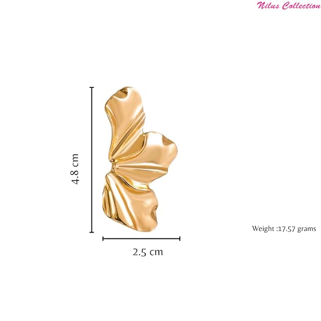 Nilu's Collection Gold Plated Leaf Pattern Earrings for Women & Girls