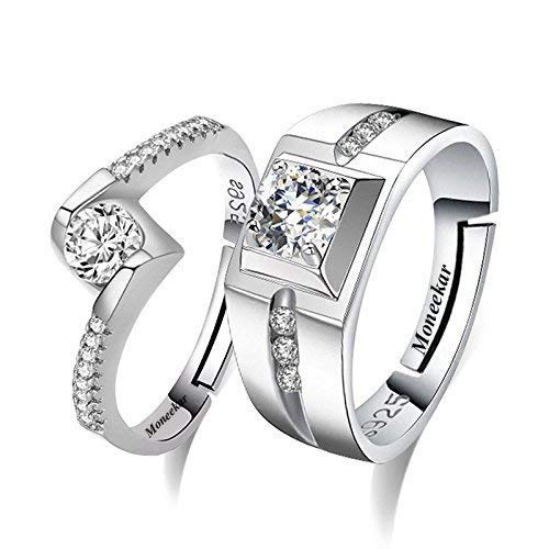 Nilu's Collection Valentine's Gift Crystal Adjustable Couple Ring for Men and Women Alloy, Zinc Ring