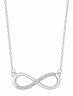 Nilu's Collection Silver Plated Infinity Pendant Necklace with American Diamond Stones For Women & Girls | Anti - Tarnish | Anti-Allergy |Office Wear