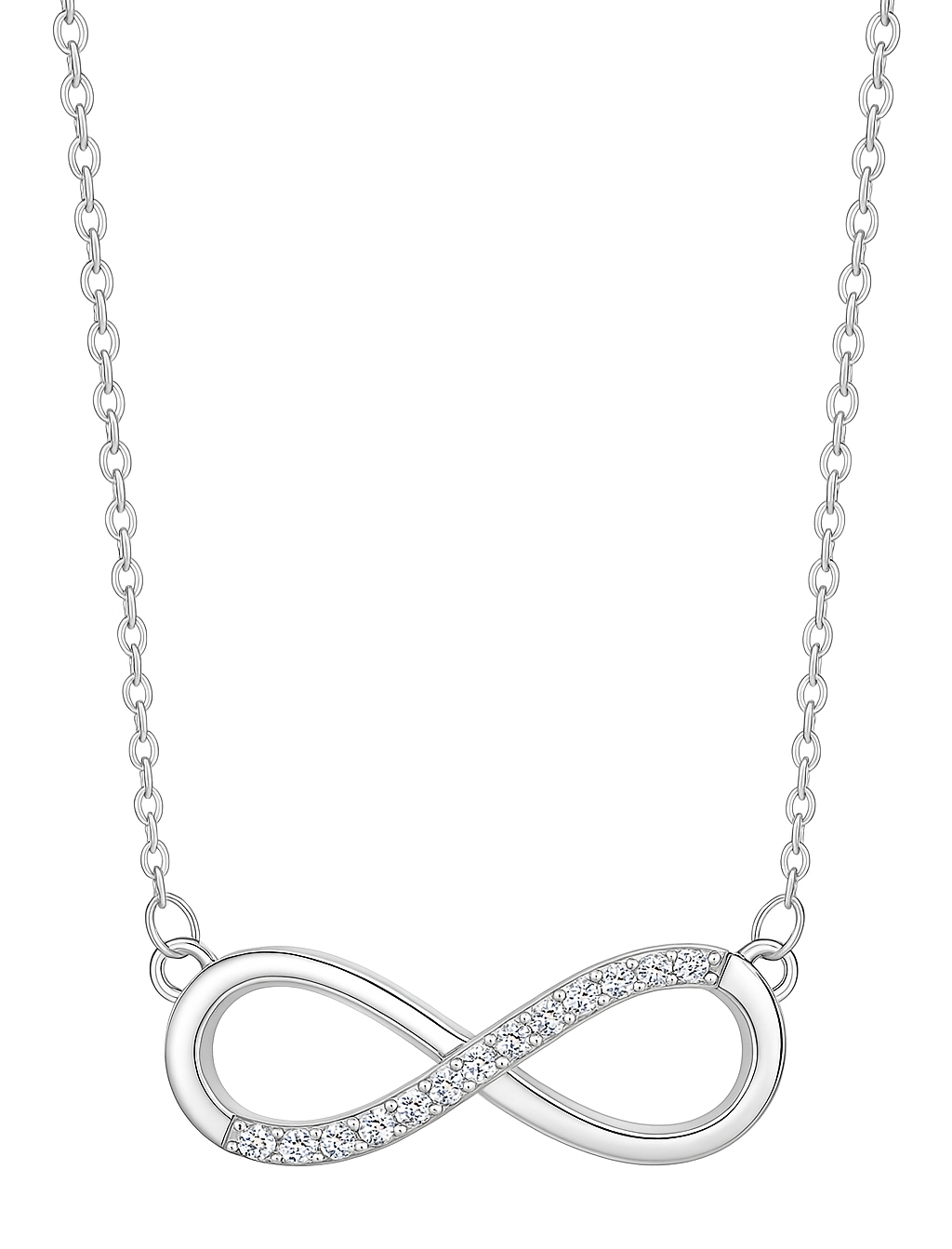 Nilu's Collection Silver Plated Infinity Pendant Necklace with American Diamond Stones For Women & Girls | Anti - Tarnish | Anti-Allergy |Office Wear