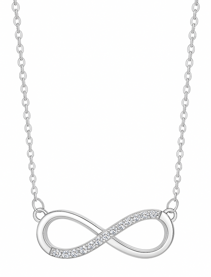Nilu's Collection Silver Plated Infinity Pendant Necklace with American Diamond Stones For Women & Girls | Anti - Tarnish | Anti-Allergy |Office Wear