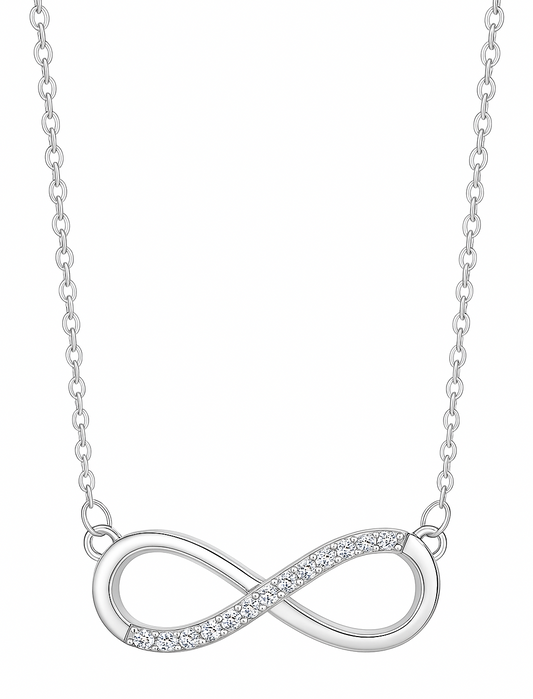 Nilu's Collection Silver Plated Infinity Pendant Necklace with American Diamond Stones For Women & Girls | Anti - Tarnish | Anti-Allergy |Office Wear