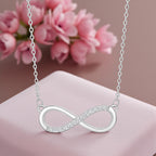 Nilu's Collection Silver Plated Infinity Pendant Necklace with American Diamond Stones For Women & Girls | Anti - Tarnish | Anti-Allergy |Office Wear