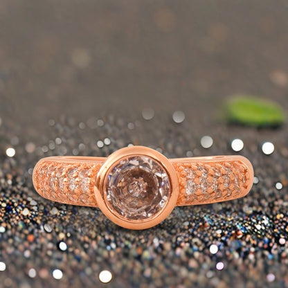 Rose Gold Plated | American Diamond Studded | Adjustable | Finger Ring for Women and Girls, Style 17