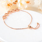 Nilu's Collection Rose Gold Plated Hexagon Shape with American Diamond Adjustable Bracelet for Women and Girls | Anti- Tranish | Anti -Allergy | Office Wear
