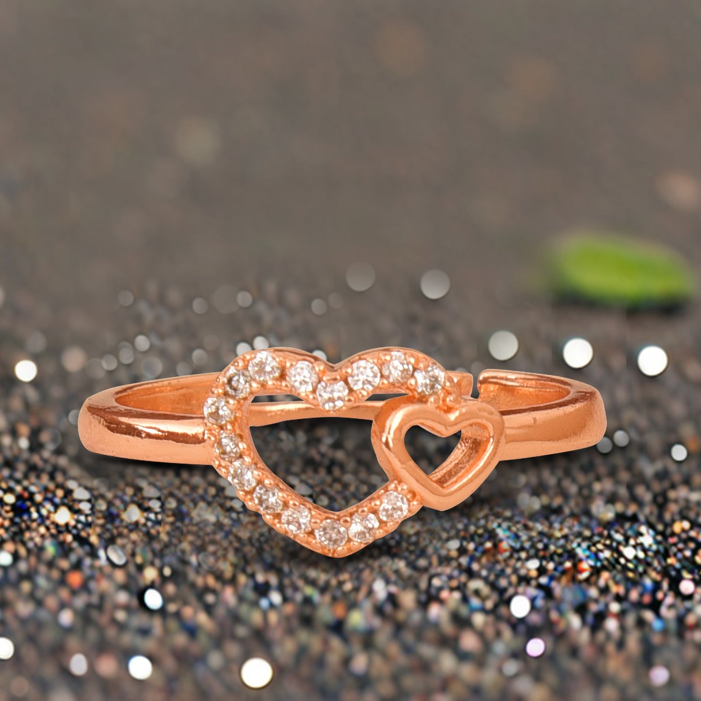 Rose Gold Plated | American Diamond Studded | Adjustable | Finger Ring for Women and Girls, Style 15