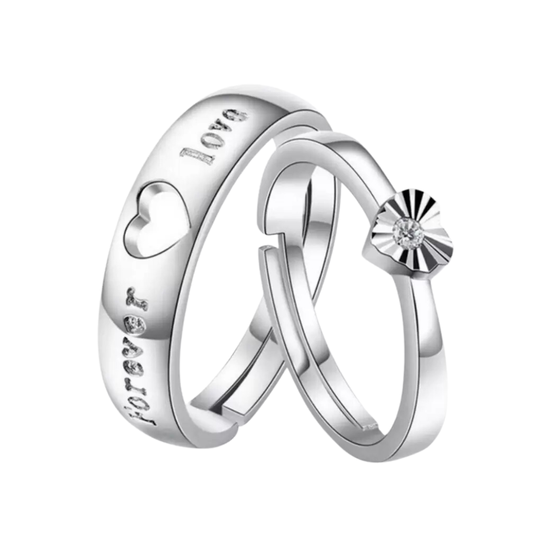 Heart shape & forever love adjustable couple rings for lovers Valentine ring Zinc, Alloy Silver Plated Ring