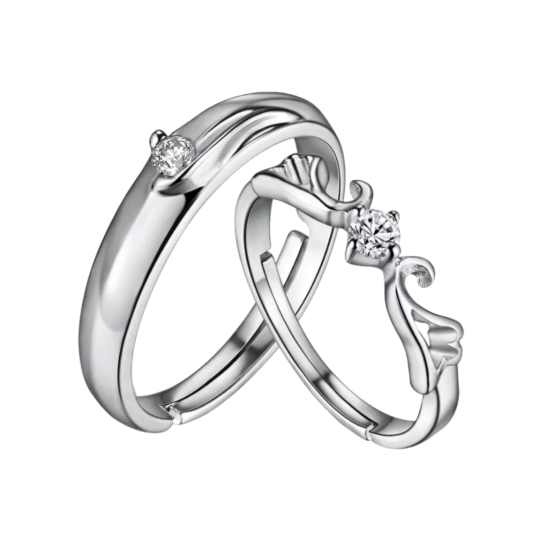 Classic Romantic Men's Women's Stainless Steel Ring Set - Temu