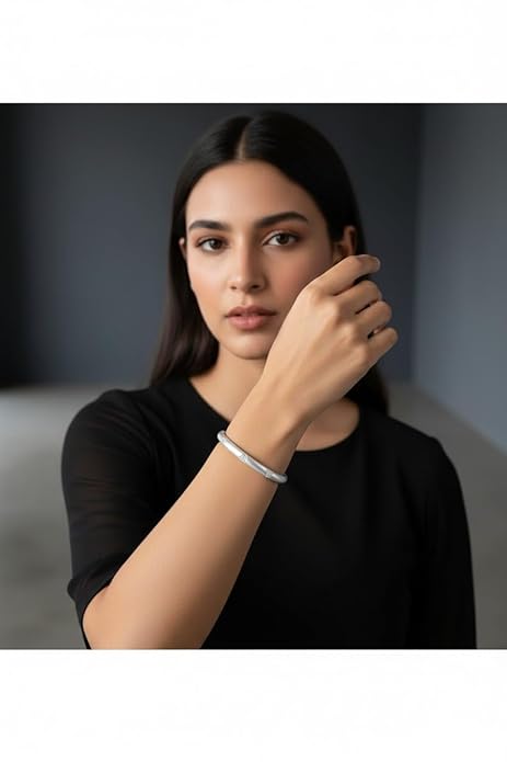 Nilu's Collection Silver Plated Kada Bracelet For Women And Girls